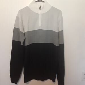 Red Ape 1/4 Zip Sweater Adult Mens L Mock Neck Gray Black